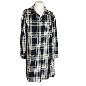 Madewell Black & White Flannel Daywalk Shirtdress in Glendale Plaid Sz XXS LS